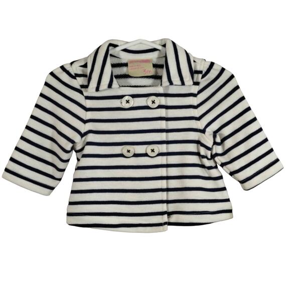 L Genuine Baby from Oshkosh Baby Cream Navy Striped Knit Blazer Jacket NWT 3M - Picture 1 of 8
